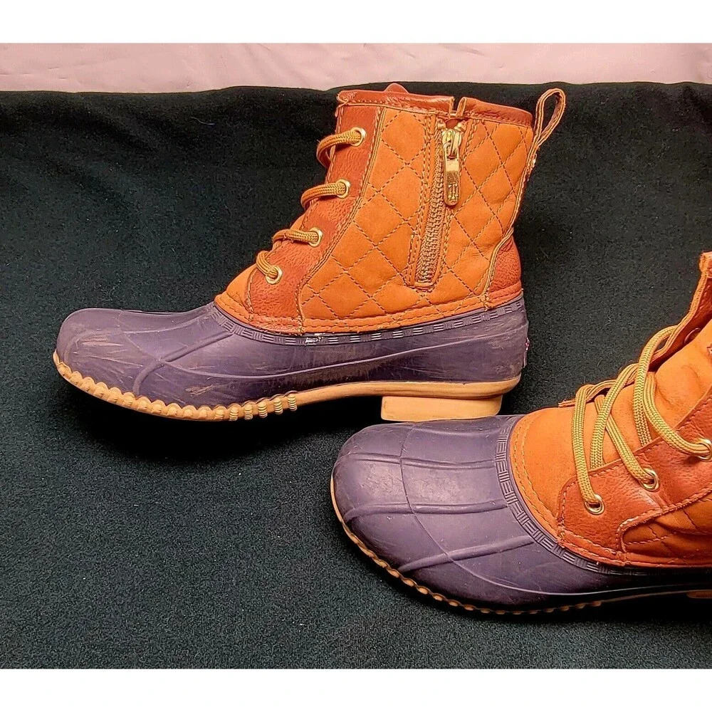Tommy Hilfiger Rain Snow Duck Boots Size Blue Tan Women's 8M - Picture 5 of 10